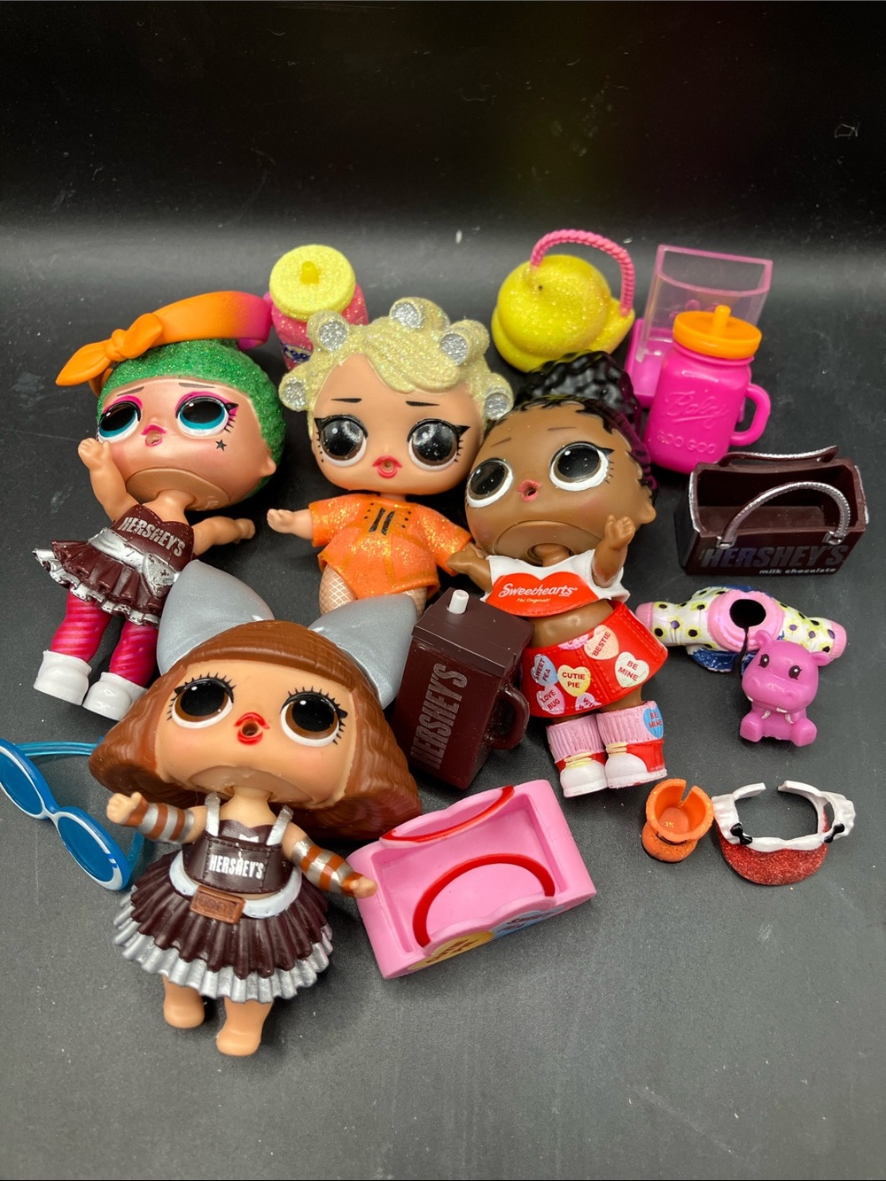 LOL Dolls Lot Hershey’s Sweethearts Candy Peeps Accessories 4 Dolls Clothes